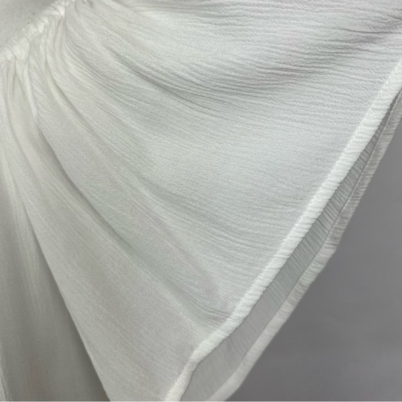 NWT EXPRESS Women’s Pullover Top Sz Medium Boho Peasant White Crinkle Flowy - Picture 10 of 12